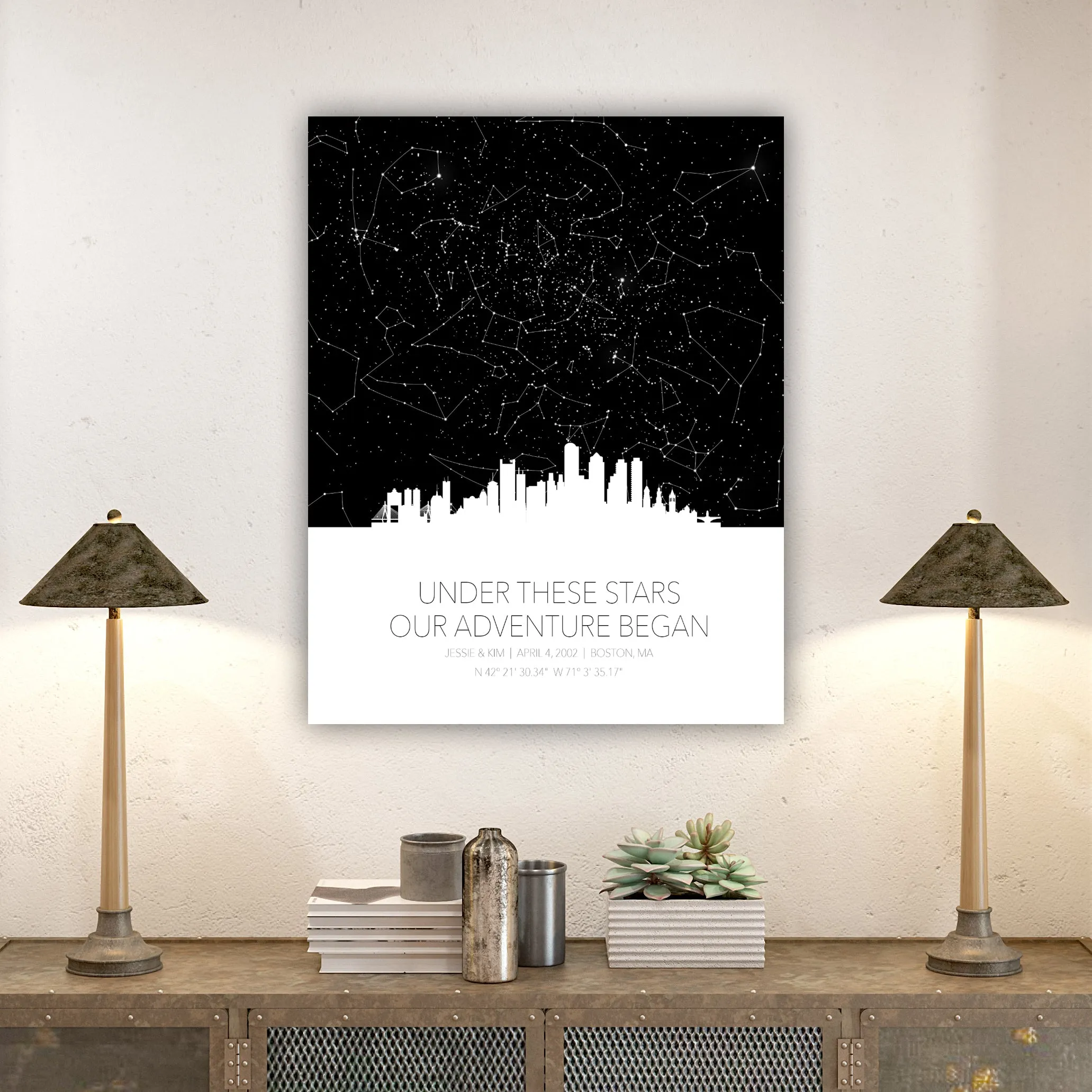 Personalized Skyline Star Map Canvas Wall Art