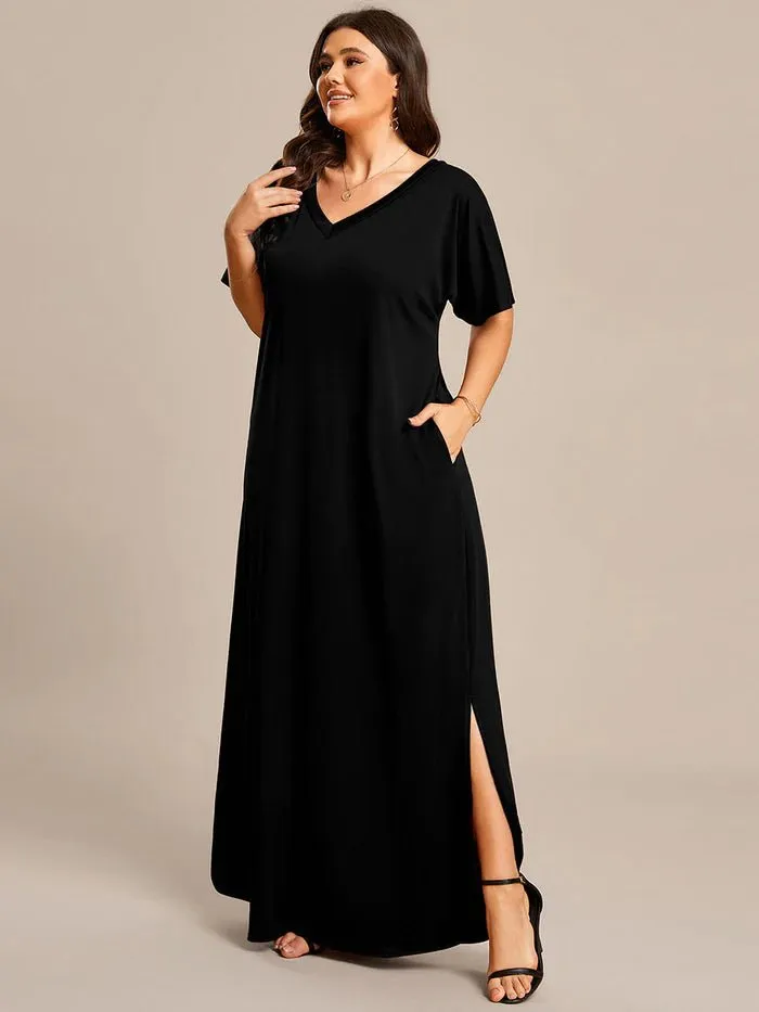 Plus A-Line Side Split Cocktail Dresses