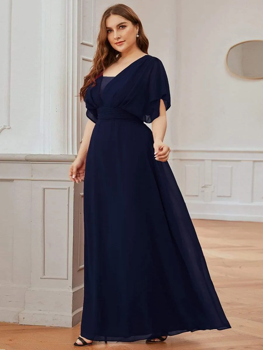 Plus Size Empire Waist Chiffon Formal Maxi Evening Dress