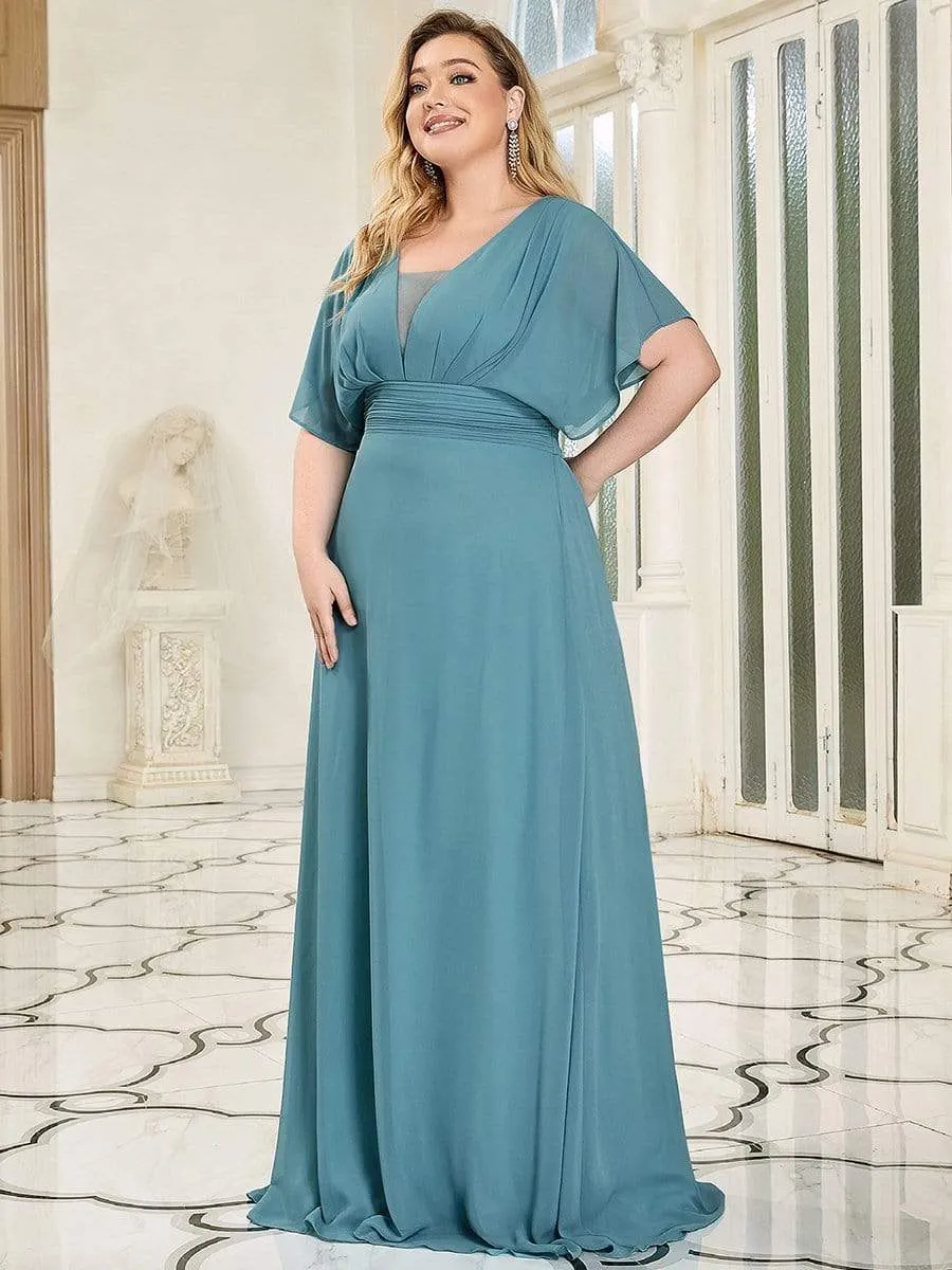 Plus Size Empire Waist Chiffon Formal Maxi Evening Dress