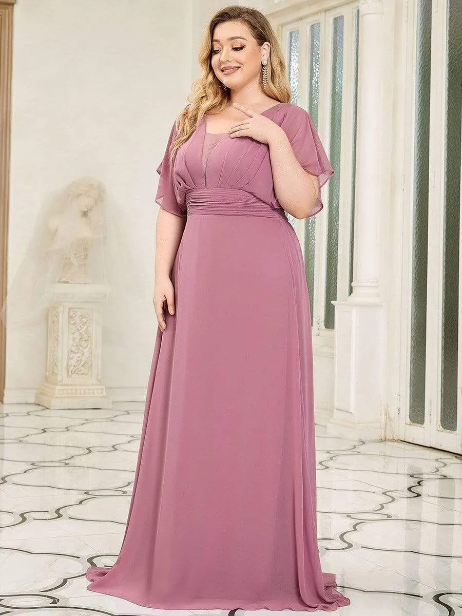 Plus Size Empire Waist Chiffon Formal Maxi Evening Dress