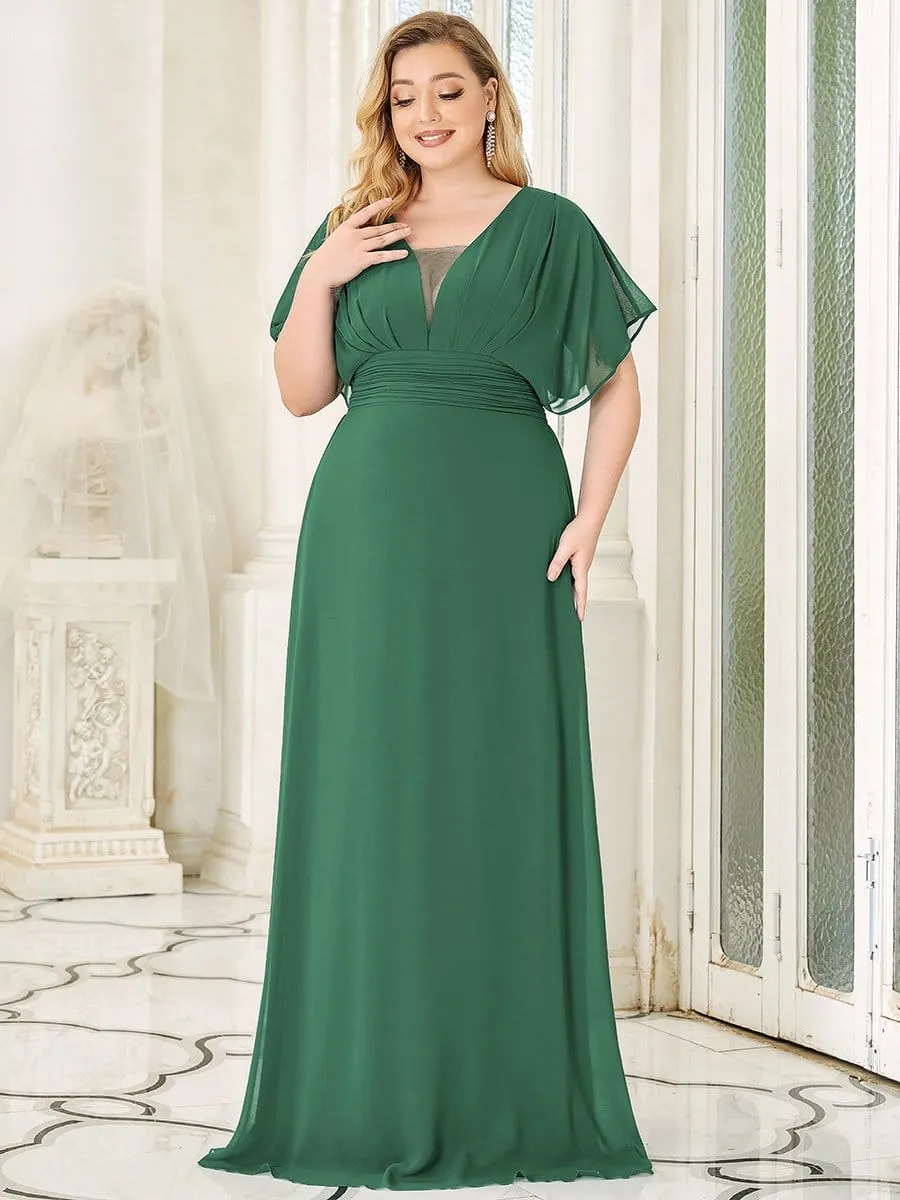 Plus Size Empire Waist Chiffon Formal Maxi Evening Dress