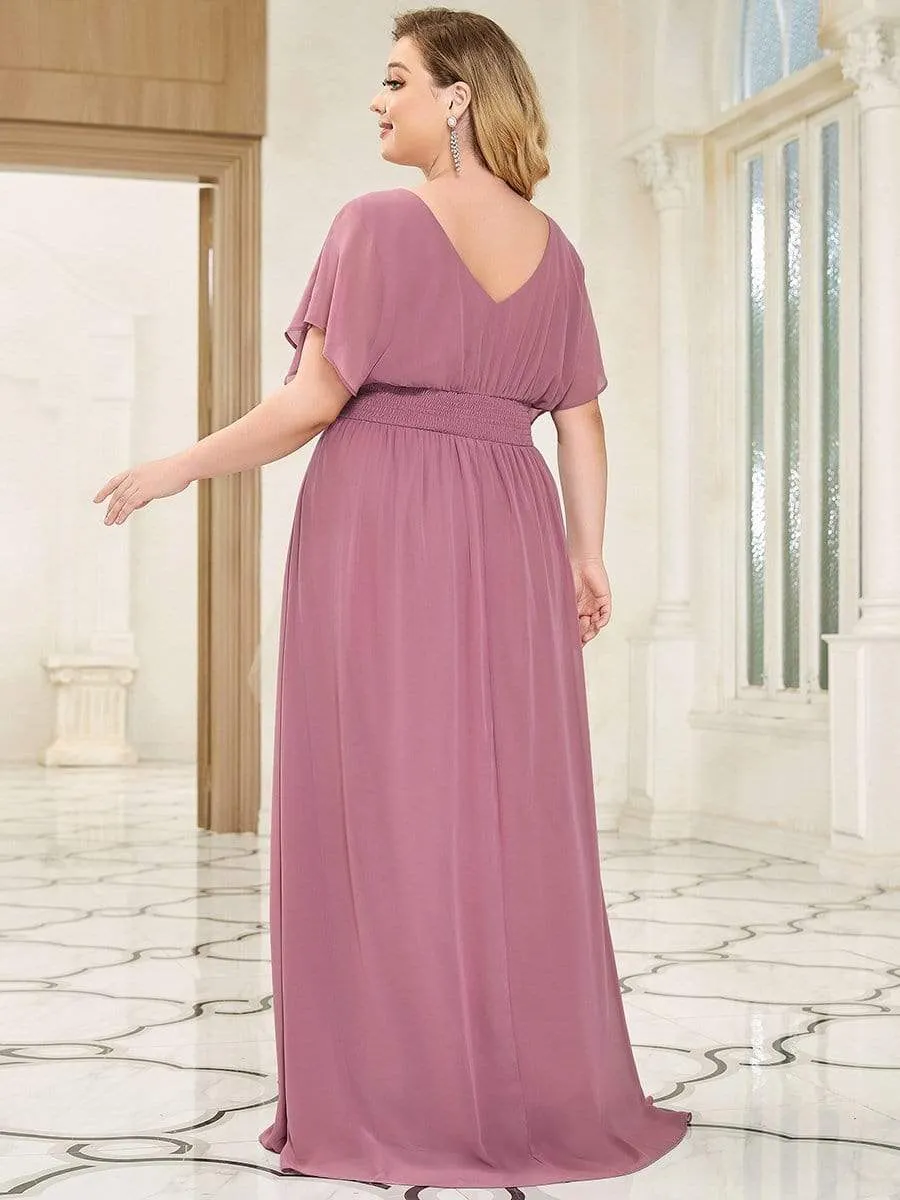 Plus Size Empire Waist Chiffon Formal Maxi Evening Dress