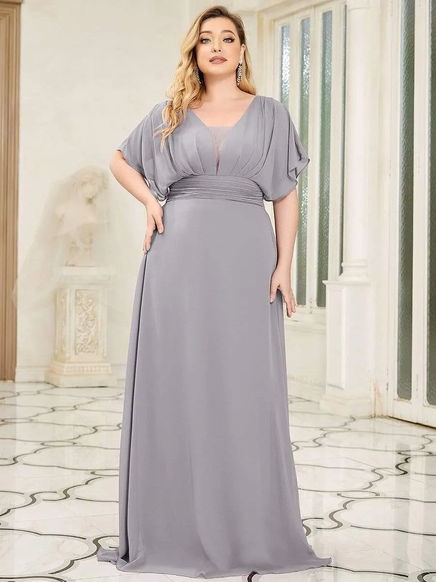 Plus Size Empire Waist Chiffon Formal Maxi Evening Dress