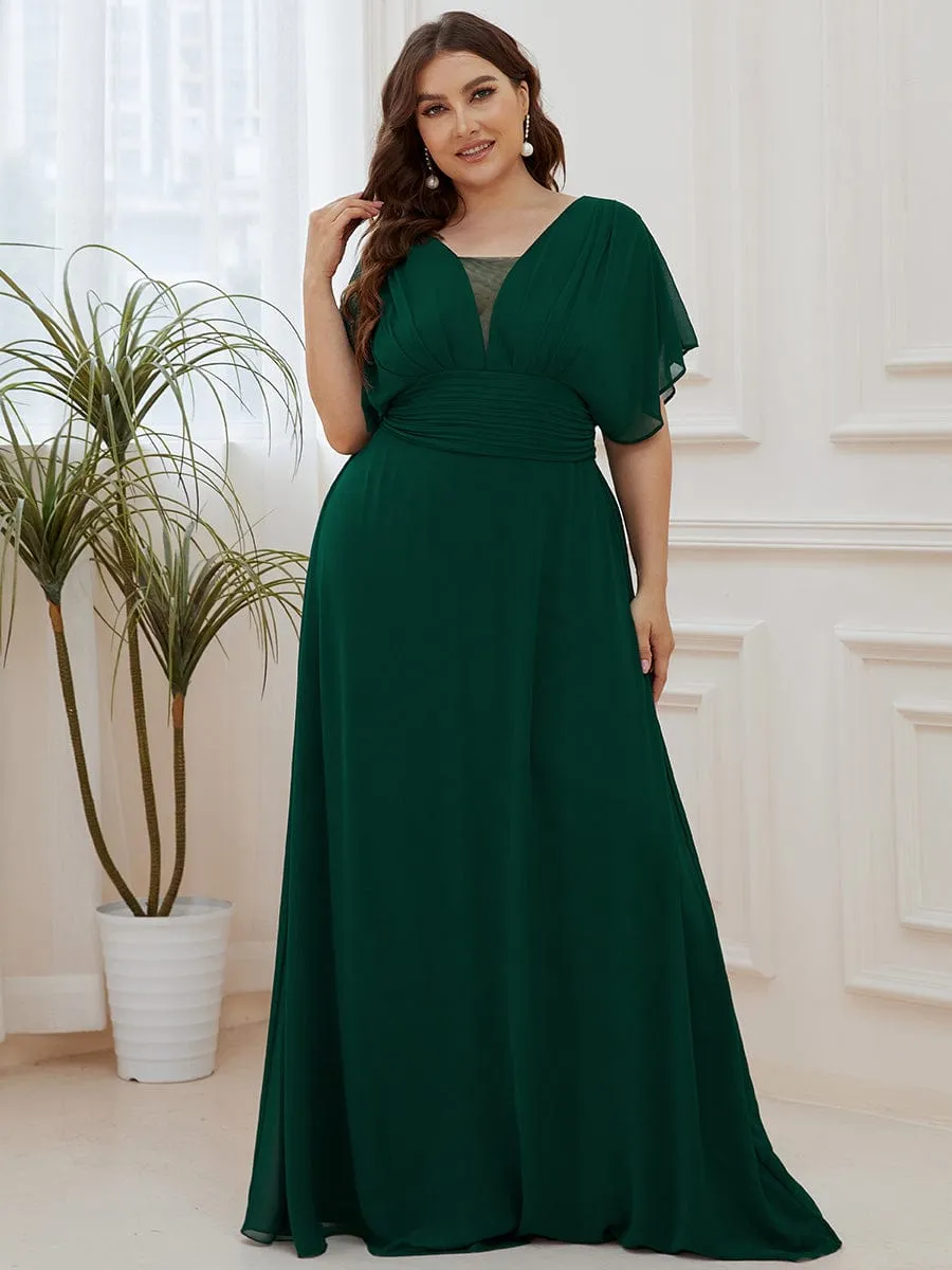 Plus Size Empire Waist Chiffon Formal Maxi Evening Dress