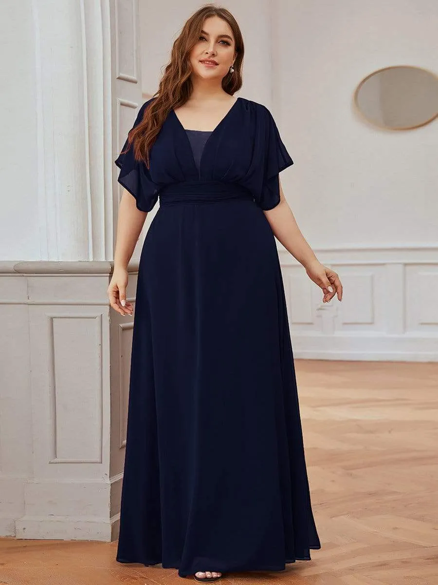 Plus Size Empire Waist Chiffon Formal Maxi Evening Dress