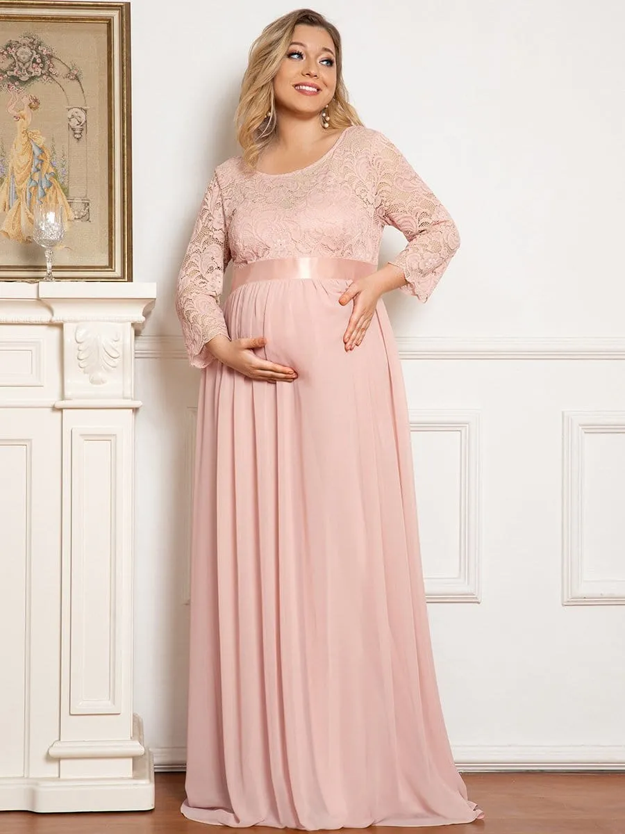 Plus Size Long Lace Sleeve Maternity Formal Dresses