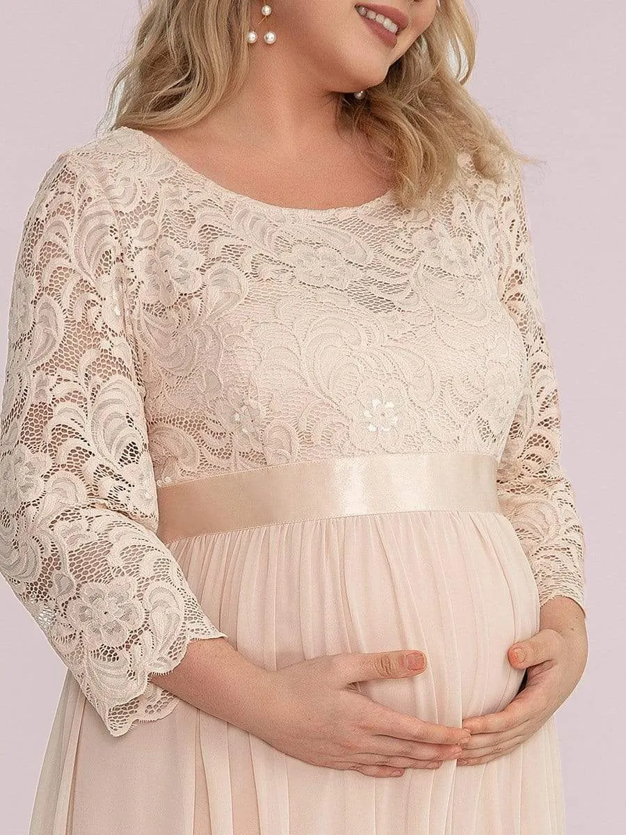 Plus Size Long Lace Sleeve Maternity Formal Dresses