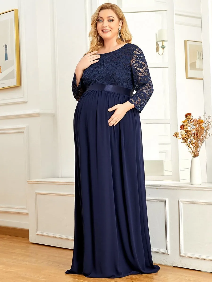 Plus Size Long Lace Sleeve Maternity Formal Dresses