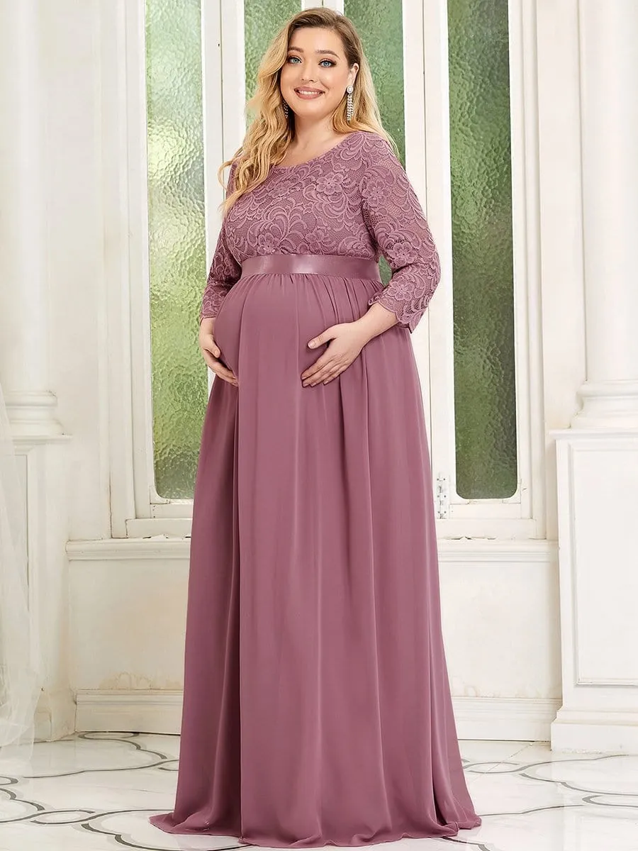 Plus Size Long Lace Sleeve Maternity Formal Dresses