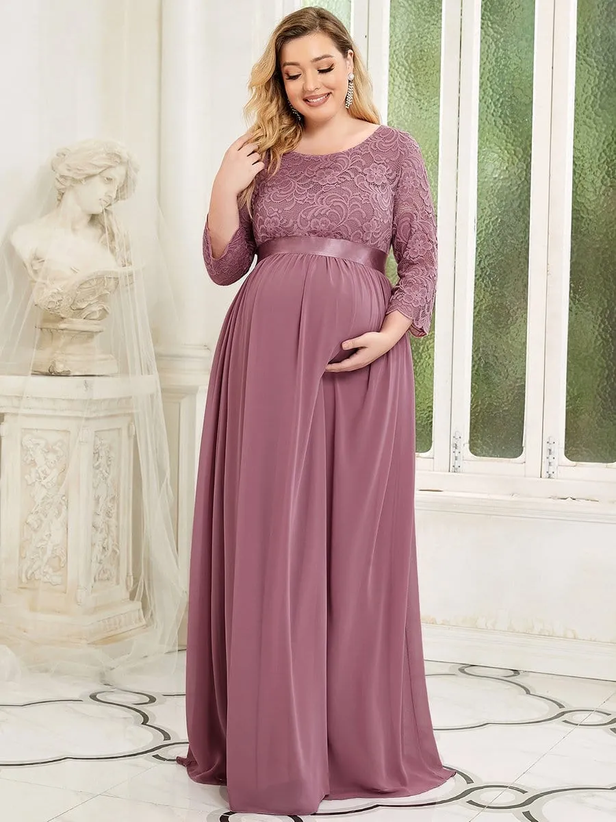 Plus Size Long Lace Sleeve Maternity Formal Dresses