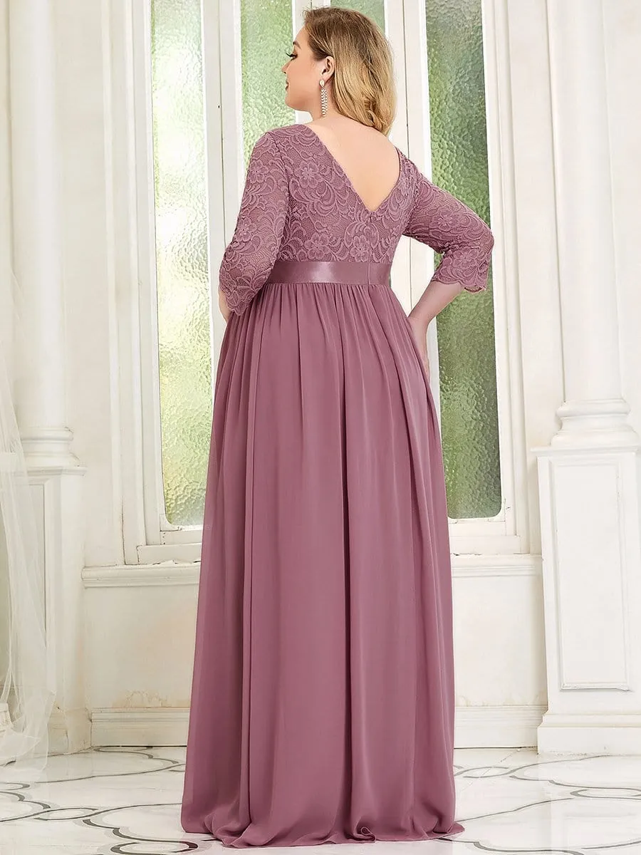 Plus Size Long Lace Sleeve Maternity Formal Dresses