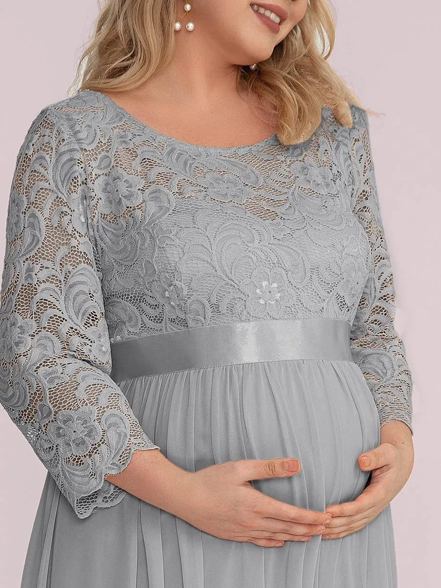 Plus Size Long Lace Sleeve Maternity Formal Dresses