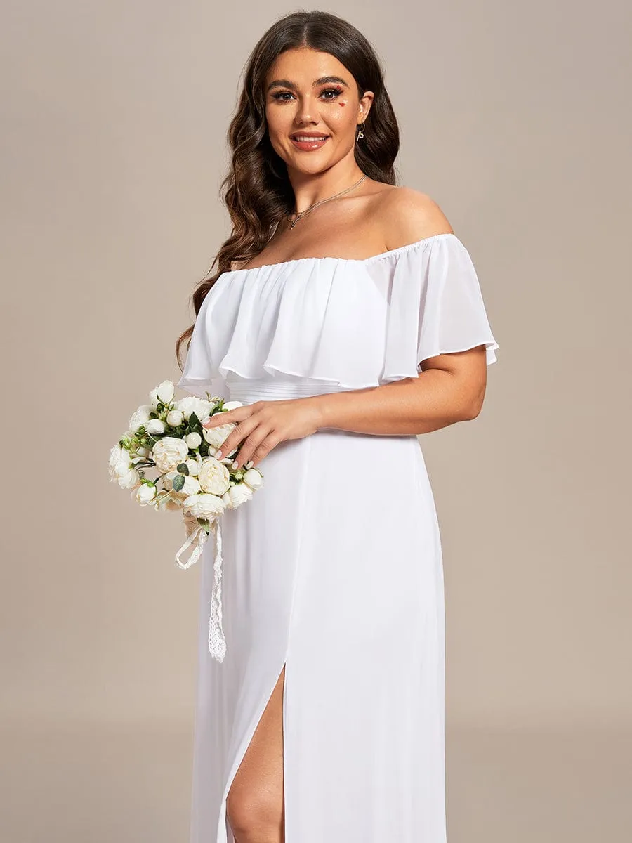 Plus Size Off the Shoulder Formal Bridesmaid Dress with Thigh Split