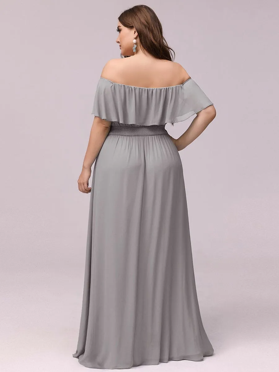 Plus Size Off the Shoulder Formal Bridesmaid Dress with Thigh Split