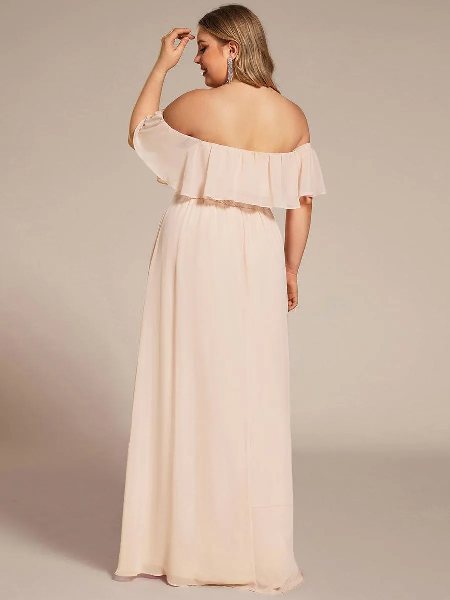 Plus Size Off the Shoulder Formal Bridesmaid Dress with Thigh Split