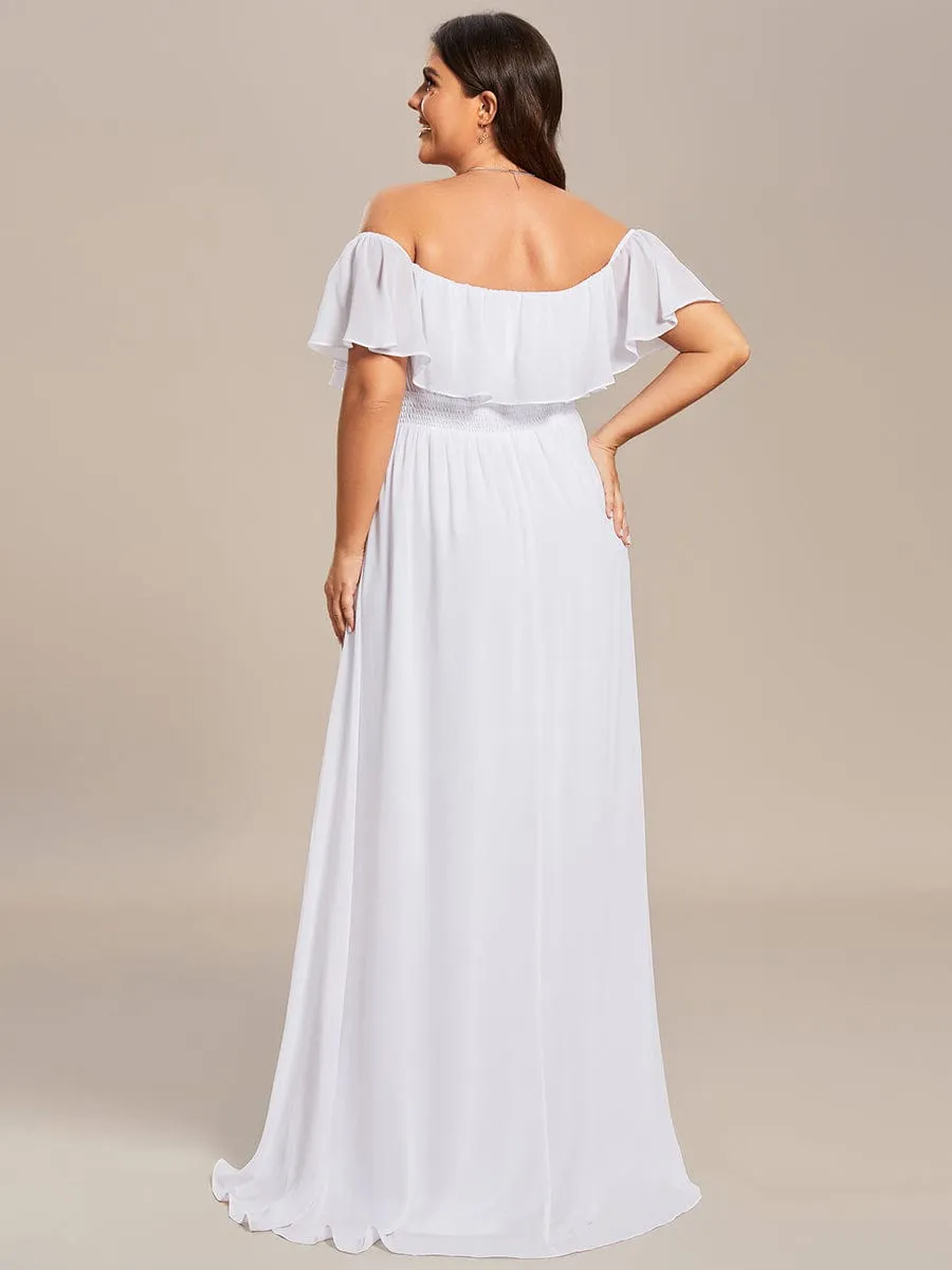 Plus Size Off the Shoulder Formal Bridesmaid Dress with Thigh Split