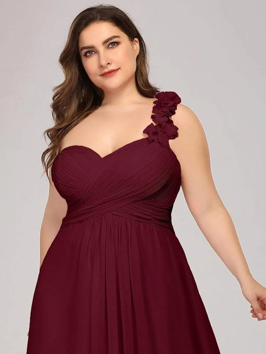 Plus Size One Shoulder Long Chiffon Bridesmaid Dress