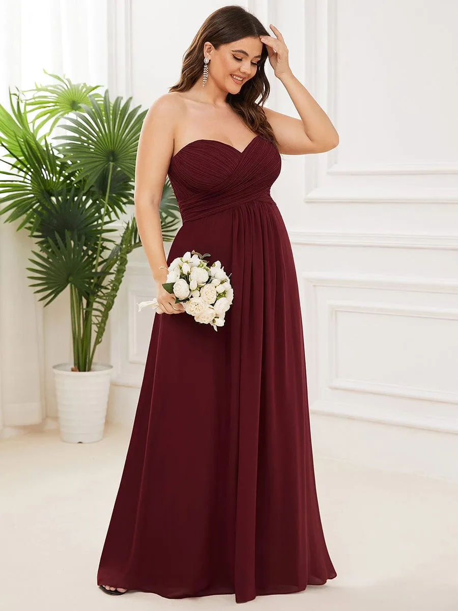 Plus Size One Shoulder Long Chiffon Bridesmaid Dress