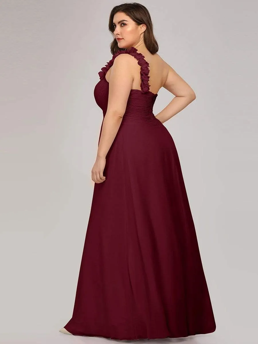 Plus Size One Shoulder Long Chiffon Bridesmaid Dress