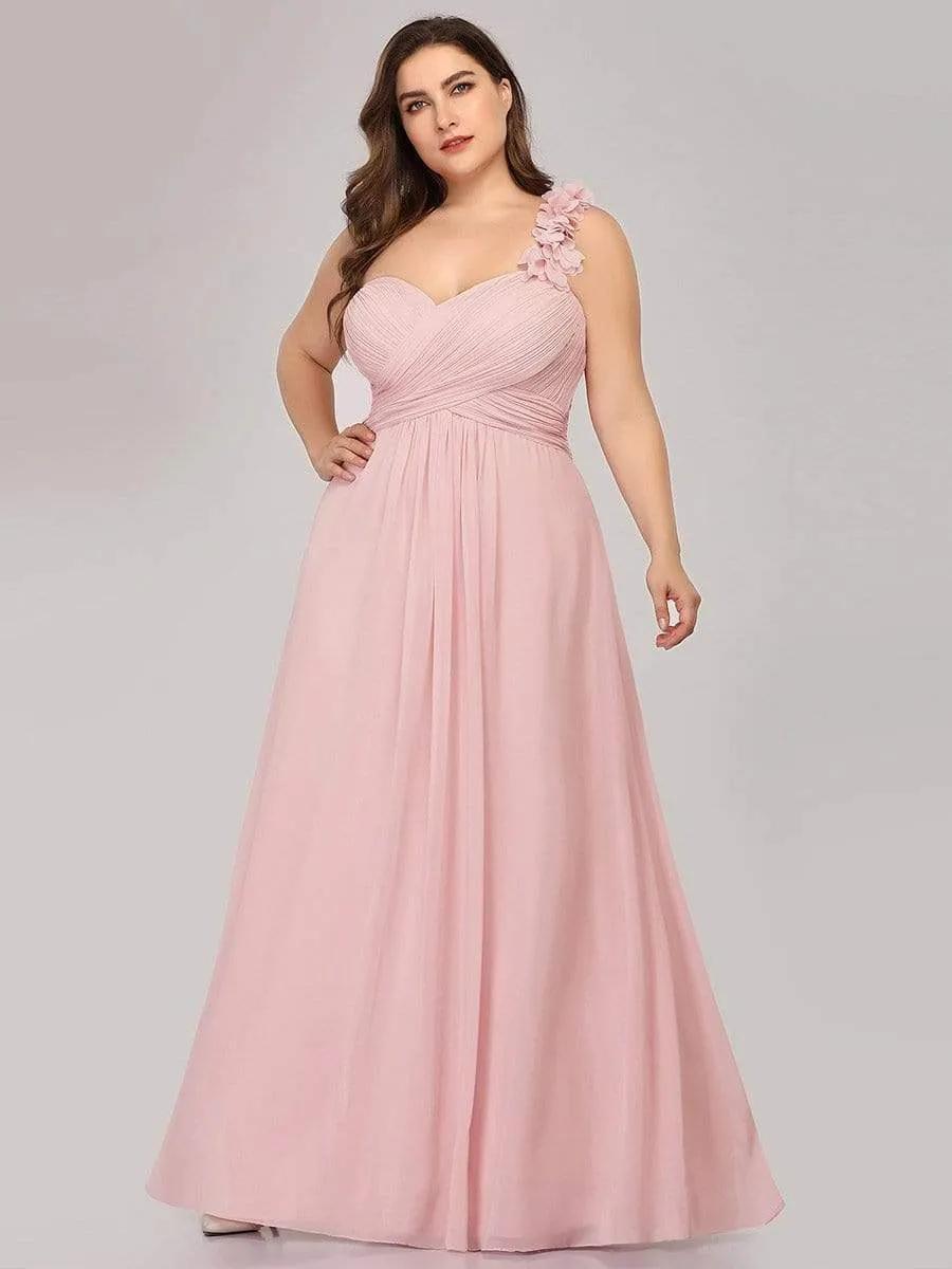 Plus Size One Shoulder Long Chiffon Bridesmaid Dress