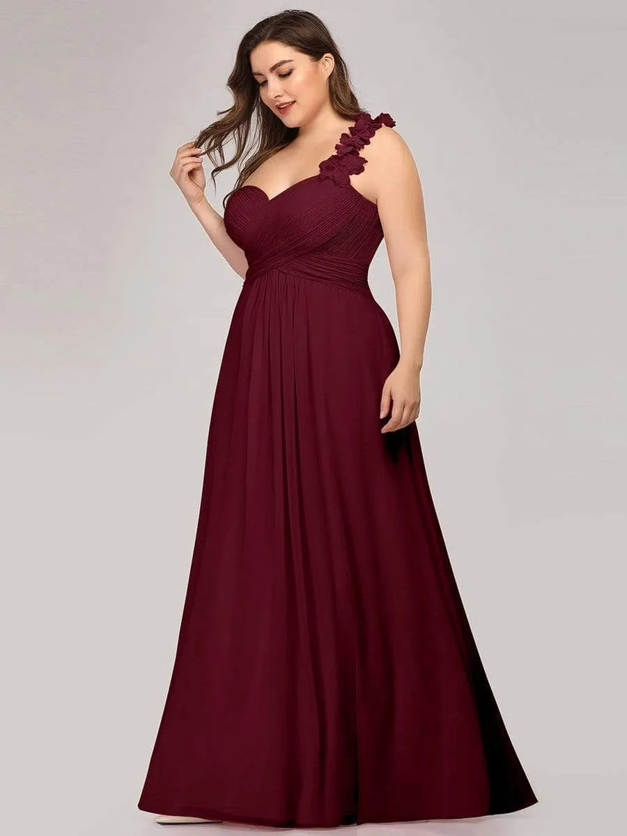 Plus Size One Shoulder Long Chiffon Bridesmaid Dress