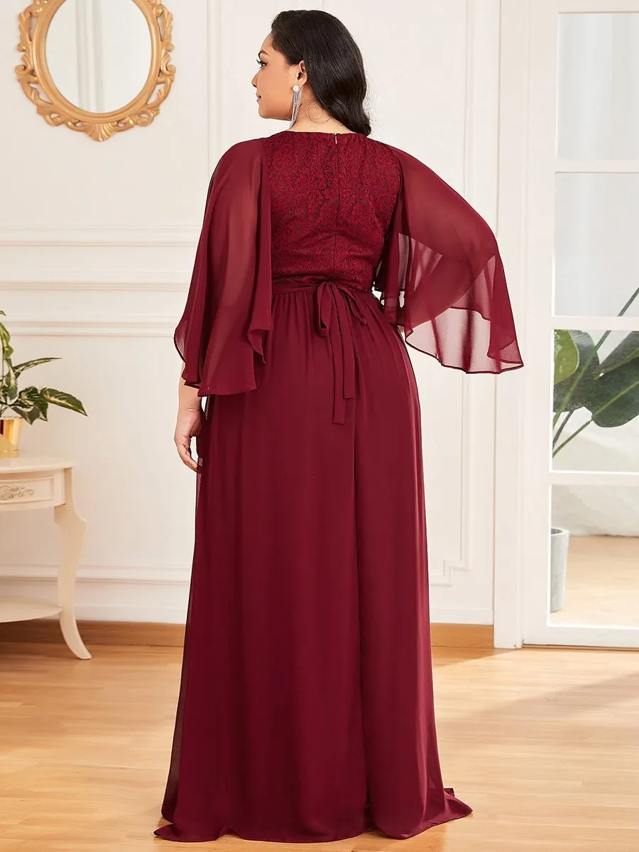 Plus Size Wholesale Deep V Neck Evening Dress with Lace