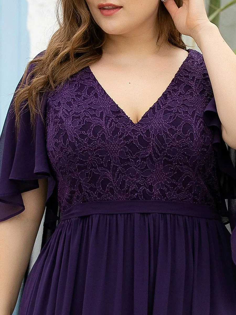 Plus Size Wholesale Deep V Neck Evening Dress with Lace