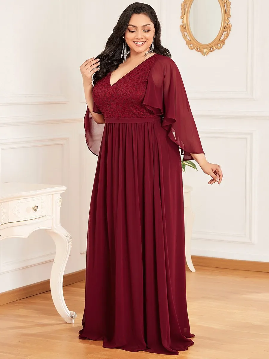 Plus Size Wholesale Deep V Neck Evening Dress with Lace