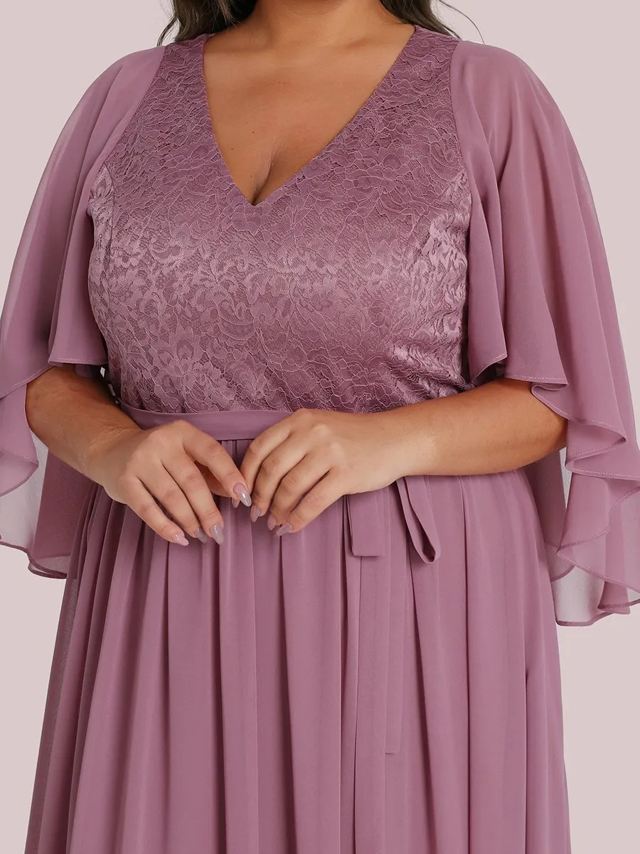 Plus Size Wholesale Deep V Neck Evening Dress with Lace