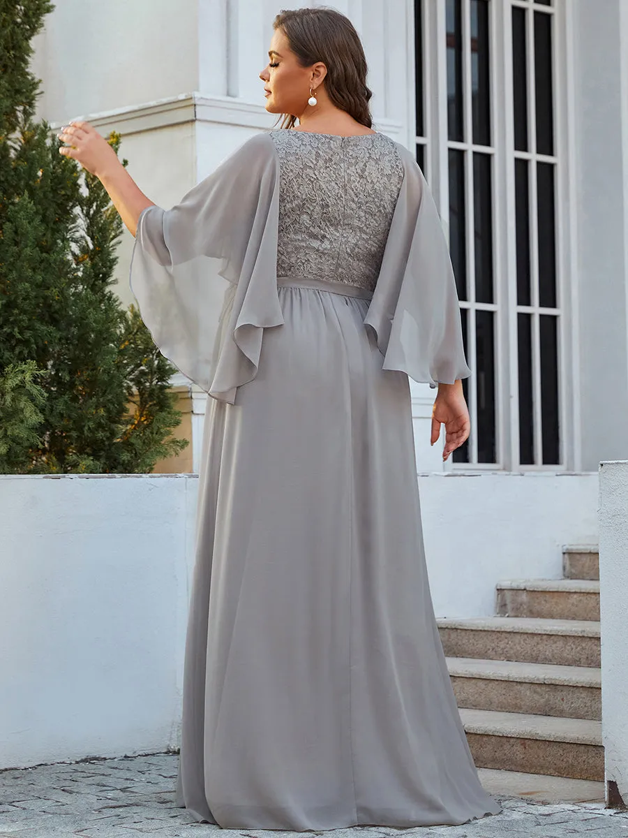 Plus Size Wholesale Deep V Neck Evening Dress with Lace