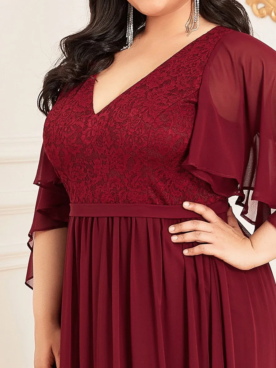 Plus Size Wholesale Deep V Neck Evening Dress with Lace