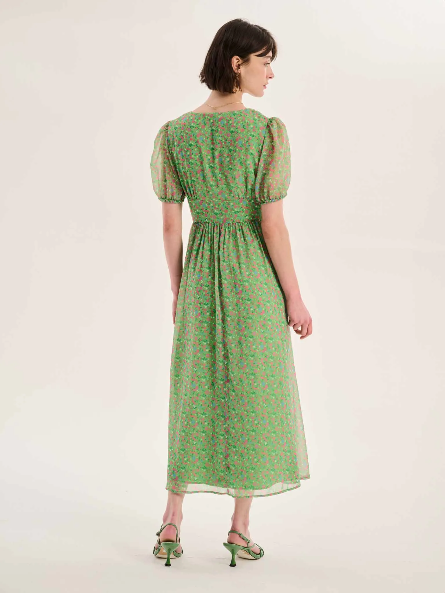 Raphaela Dress in Green Floral Print