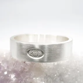 Scottish flat brushed matte white gold wedding ring.