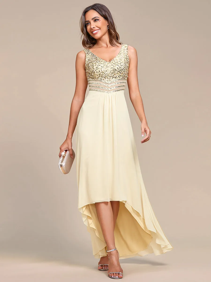 Sexy High-Low Maxi Chiffon Wholesale Evening Dresses with Sequin