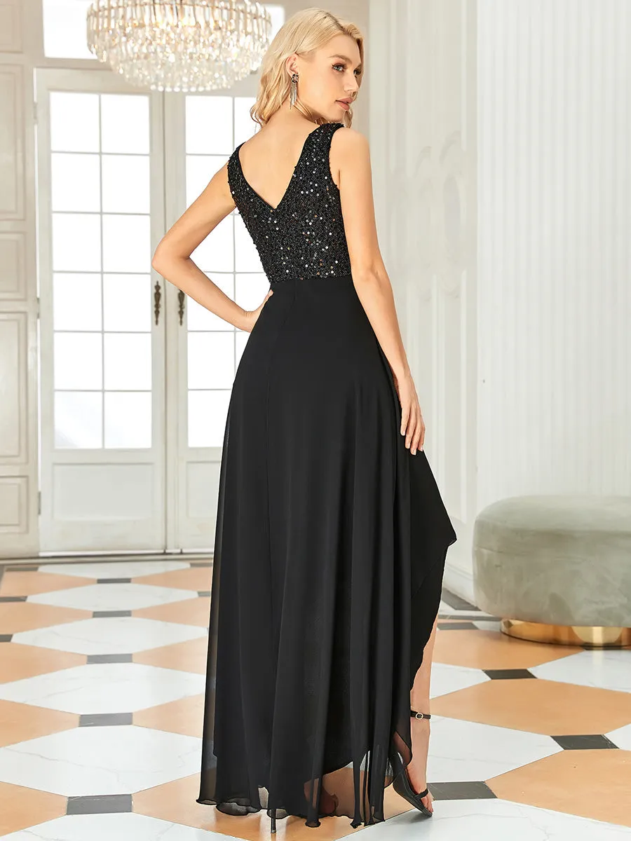 Sexy High-Low Maxi Chiffon Wholesale Evening Dresses with Sequin