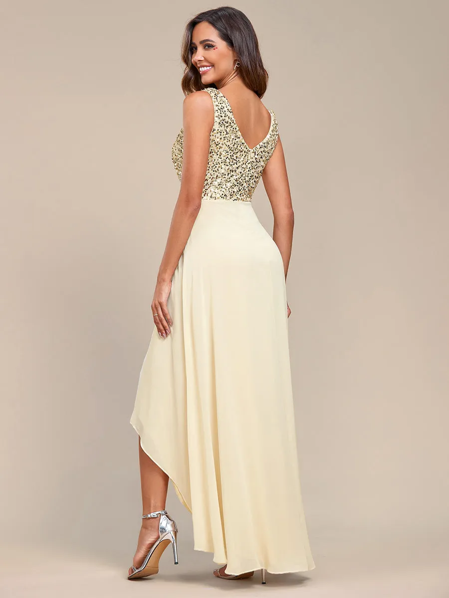 Sexy High-Low Maxi Chiffon Wholesale Evening Dresses with Sequin