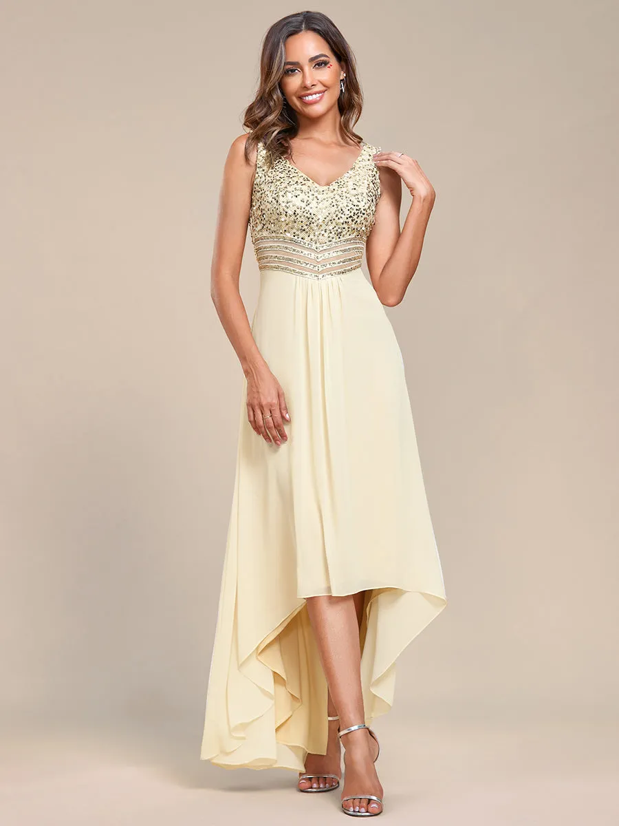 Sexy High-Low Maxi Chiffon Wholesale Evening Dresses with Sequin