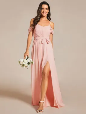 Sweetheart Neckline Cold Shoulder Chiffon Bridesmaid Dress