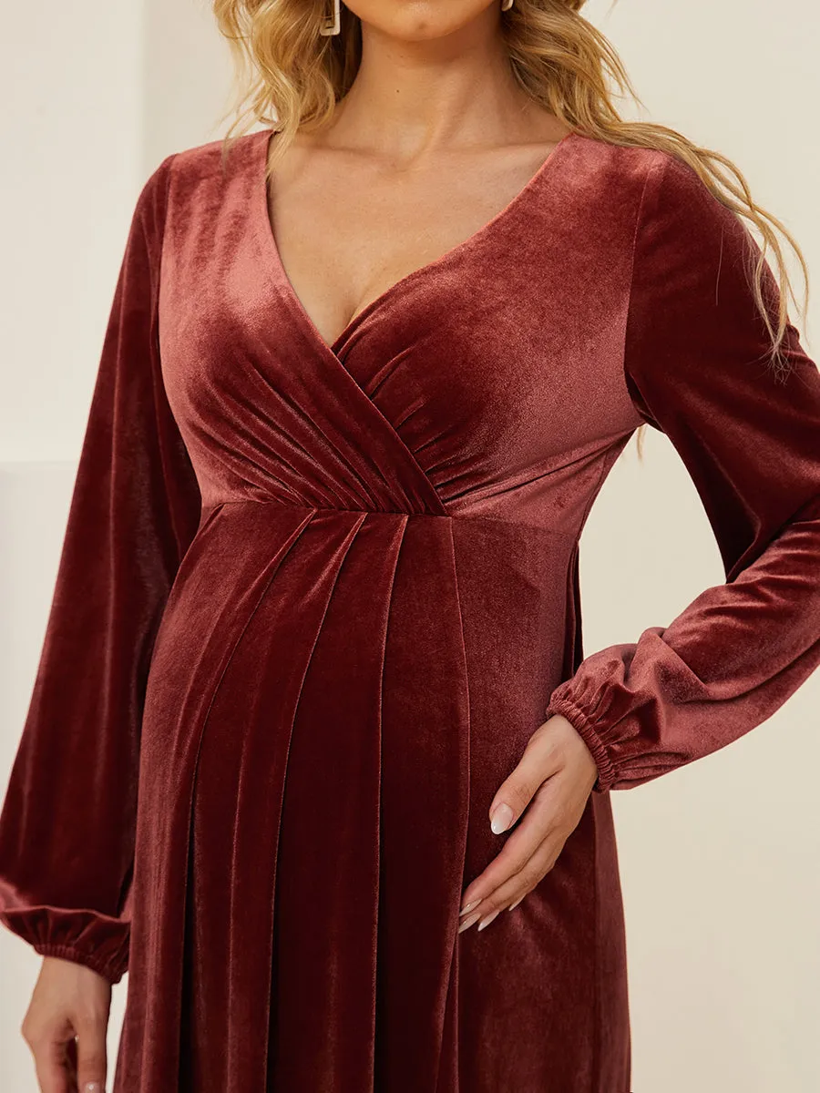 V-Neck Long Pagoda Sleeves Straight Wholesale Maternity Dresses