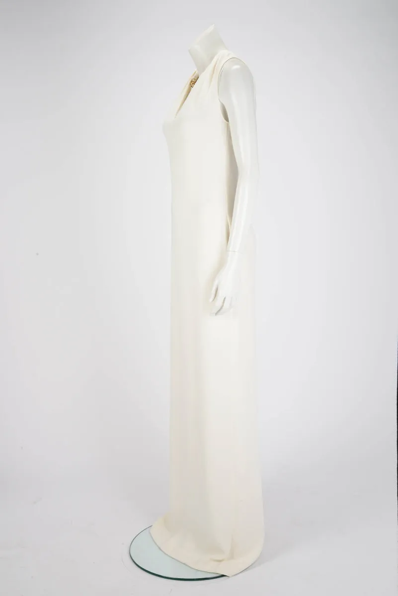 Valentino Ivory Silk Crepe Cady Couture Chain Gown IT 40