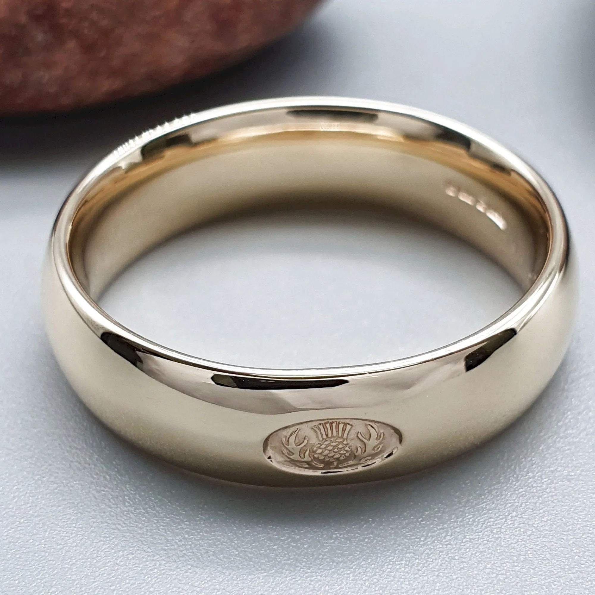 Wedding ring, Scottish yellow gold medium band.