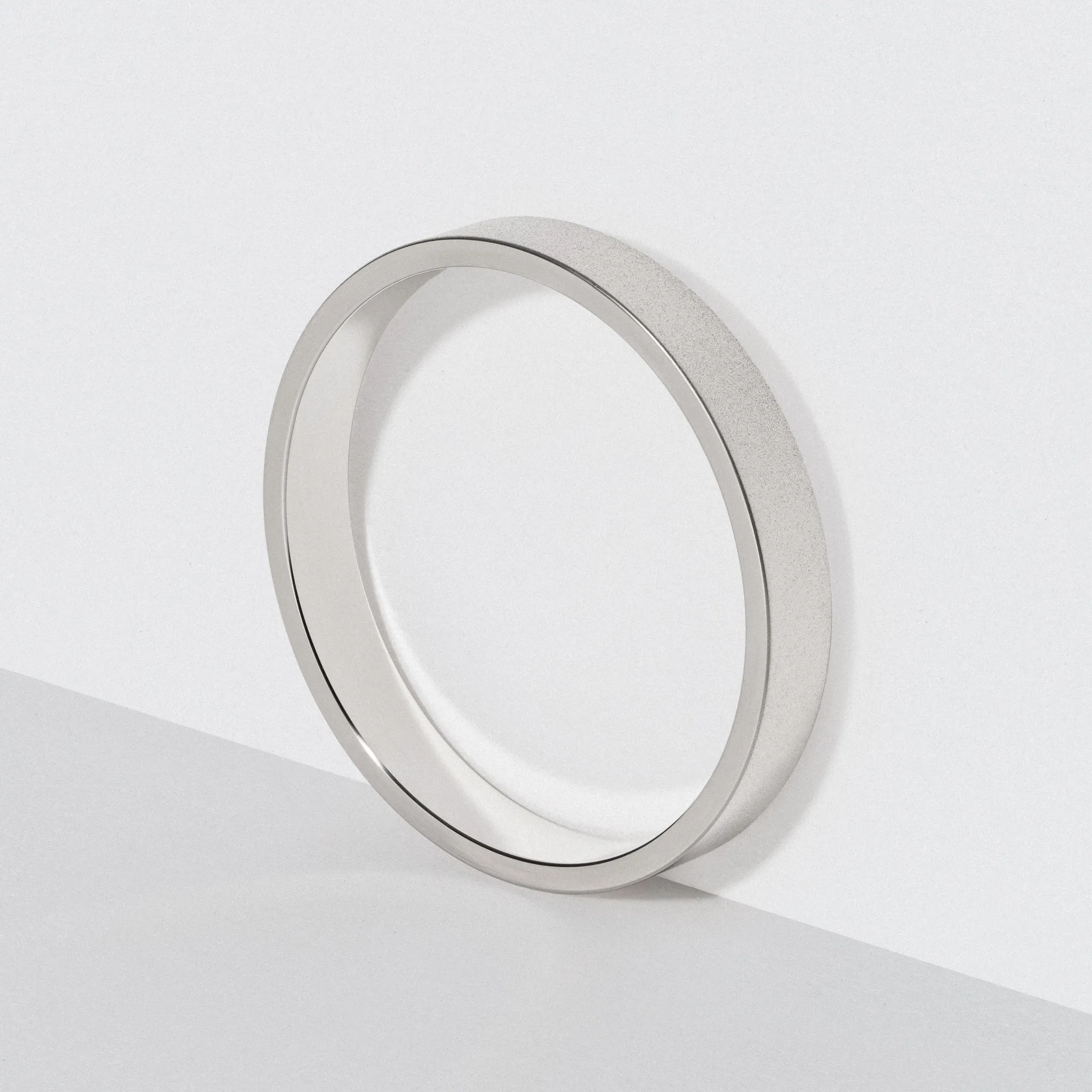 White Gold Flat Wedding Band - Matte 3mm