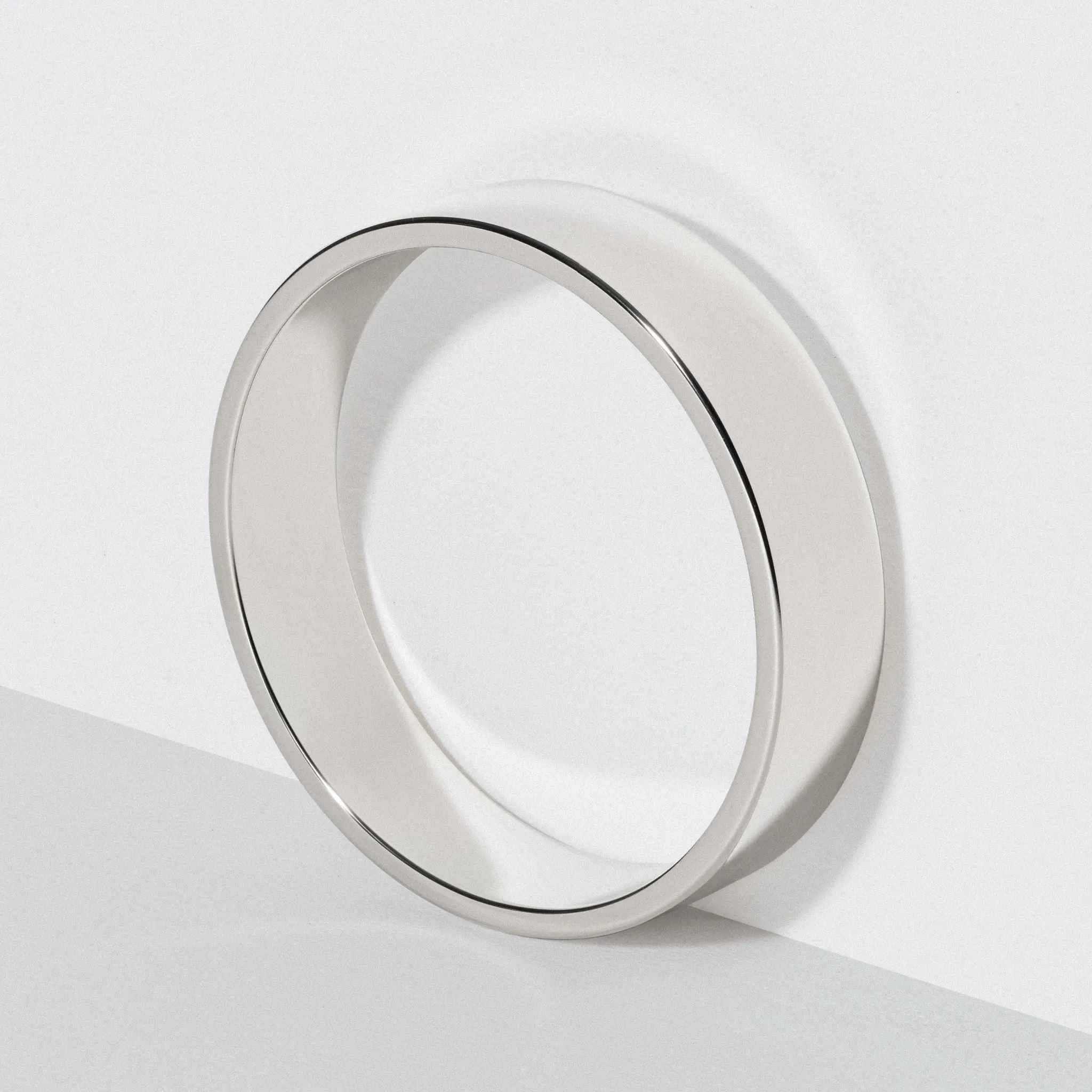 White Gold Flat Wedding Band - Polished 5mm