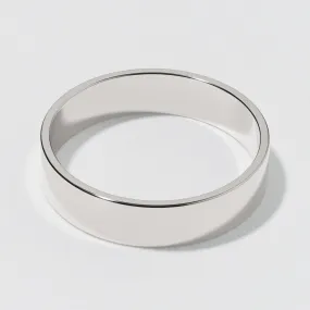 White Gold Flat Wedding Band - Polished 5mm