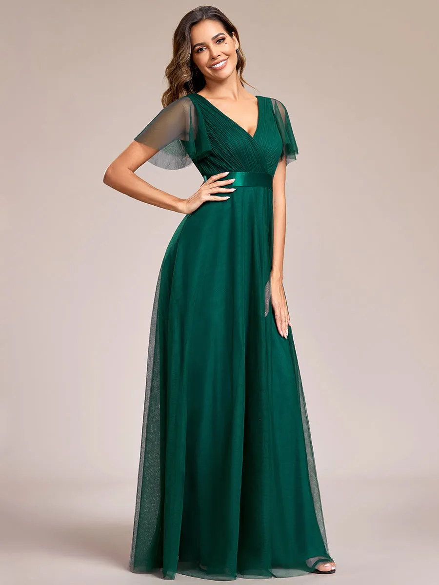 Women's Pretty V-Neck A-Line Floor-Length Wholesale Bridesmaid Dresses