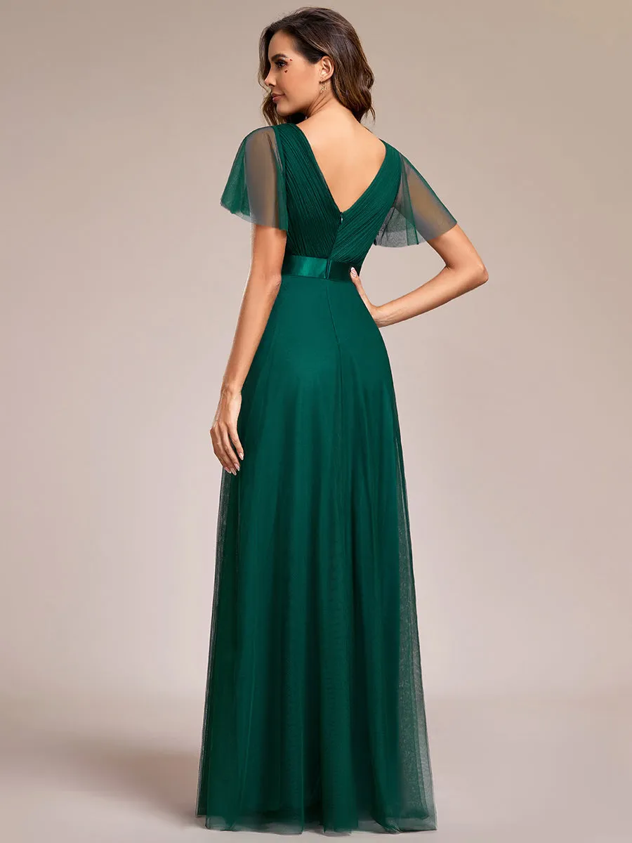 Women's Pretty V-Neck A-Line Floor-Length Wholesale Bridesmaid Dresses