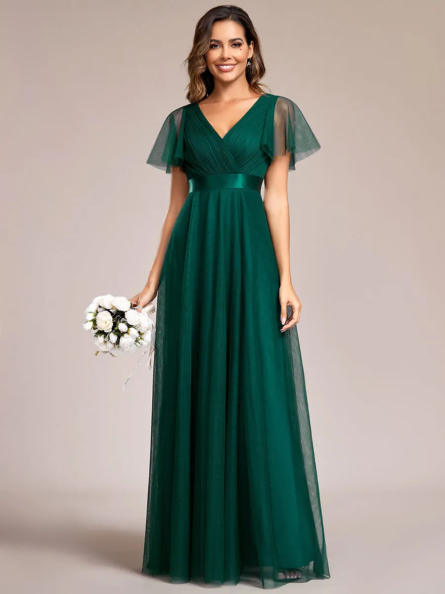 Women's Pretty V-Neck A-Line Floor-Length Wholesale Bridesmaid Dresses