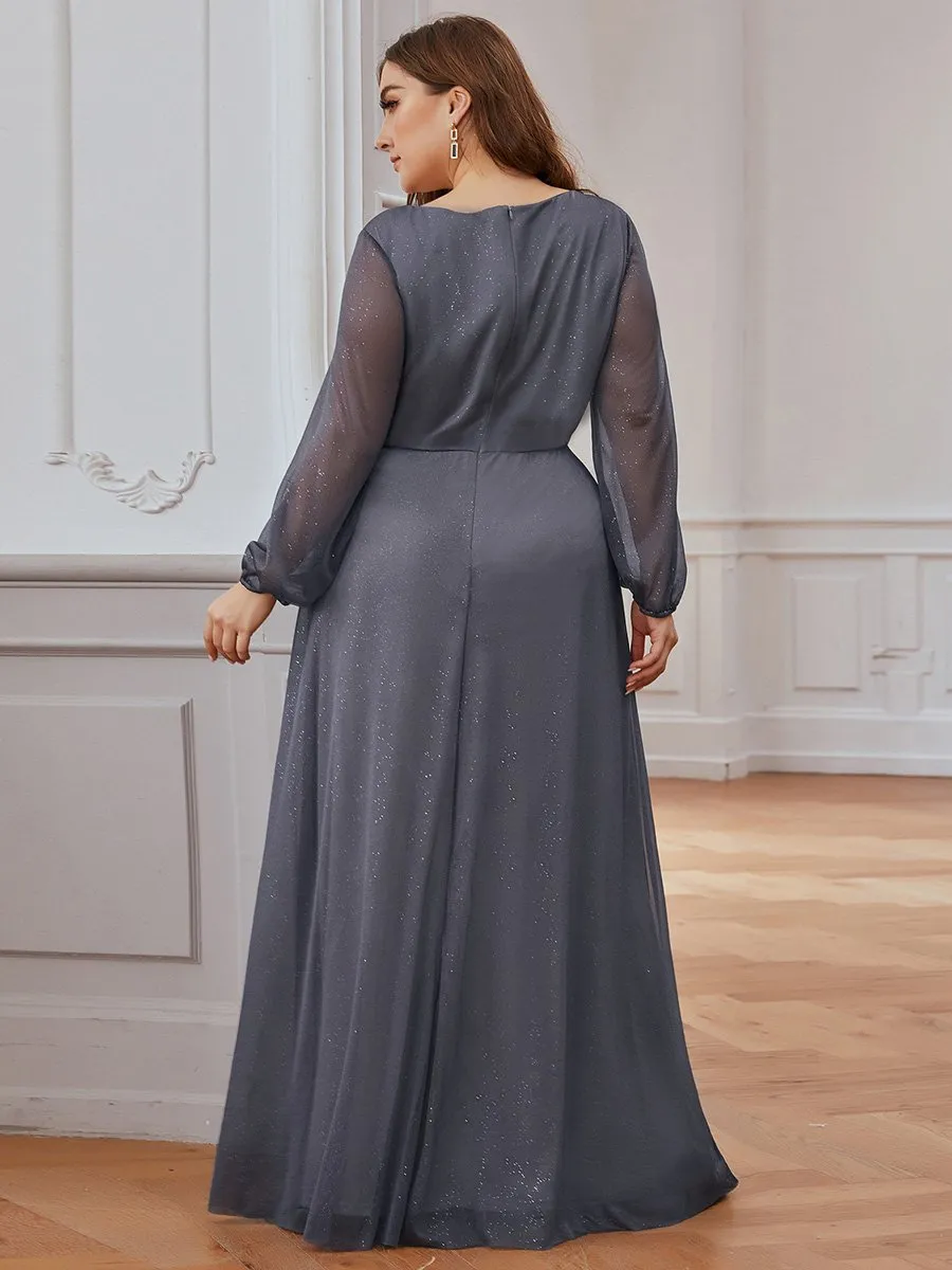 Women's Sexy V-Neck Shiny Wholesale Plus Size Evening Dresses