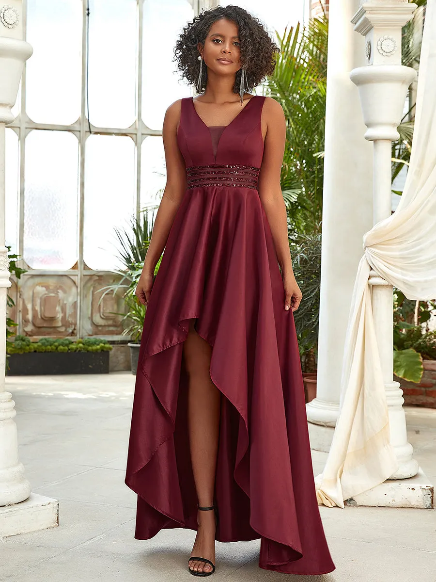 Women's V-Neck Asymmetric High Low Cocktail Wholesale Party Dresses